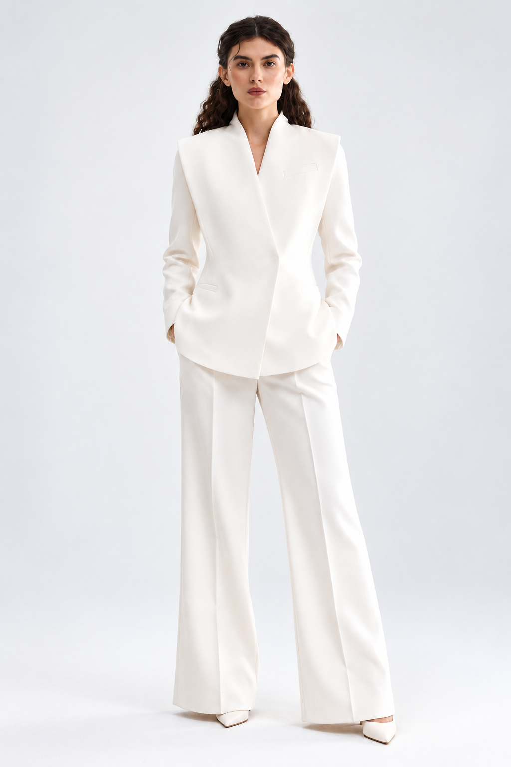 Ivory Sculpted Pantsuit