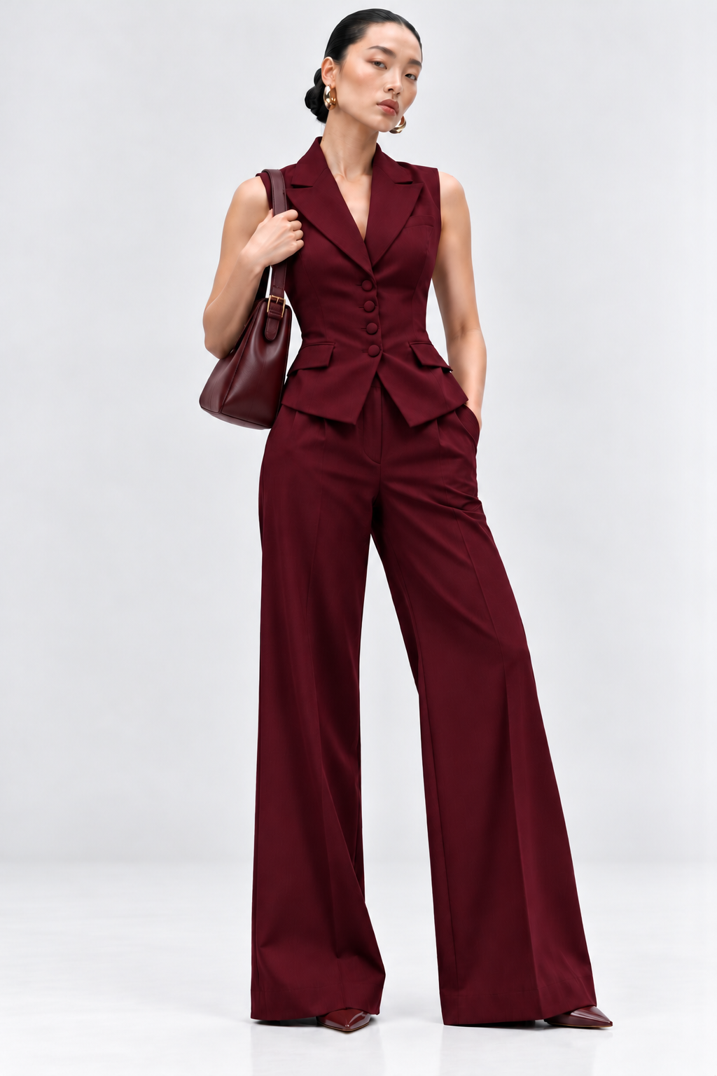Wine Tailored Waistcoat Set