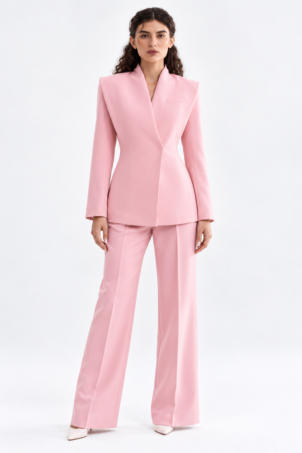 Blush Pink Tailored Pantsuit
