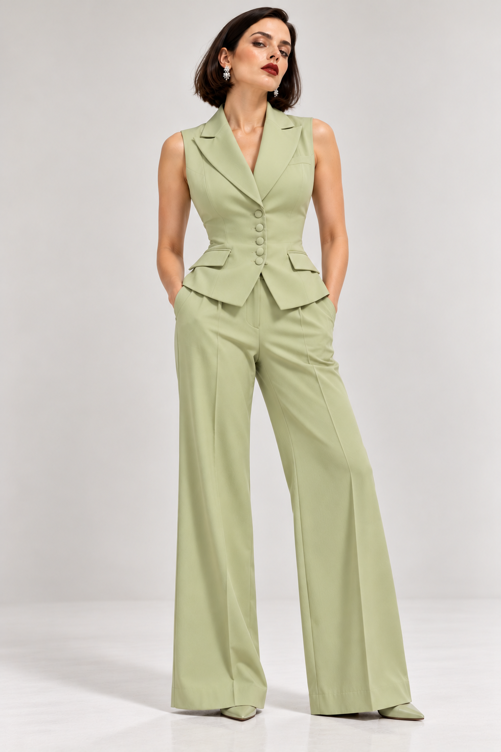 Pistachio Tailored Waistcoat Set
