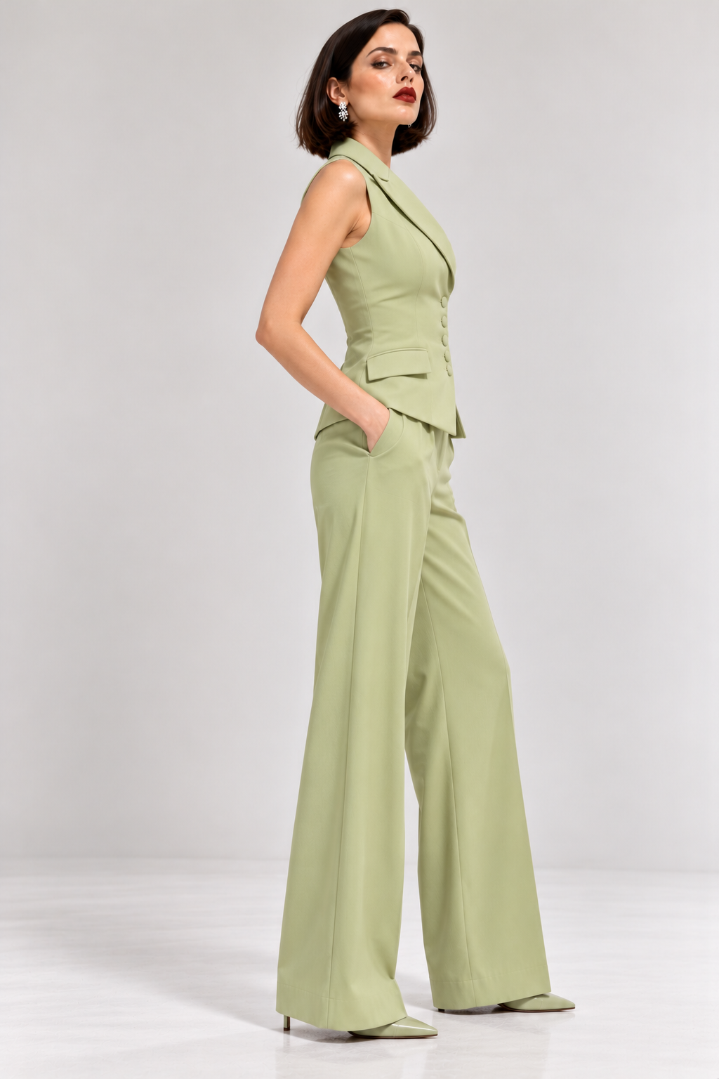 Pistachio Tailored Waistcoat Set