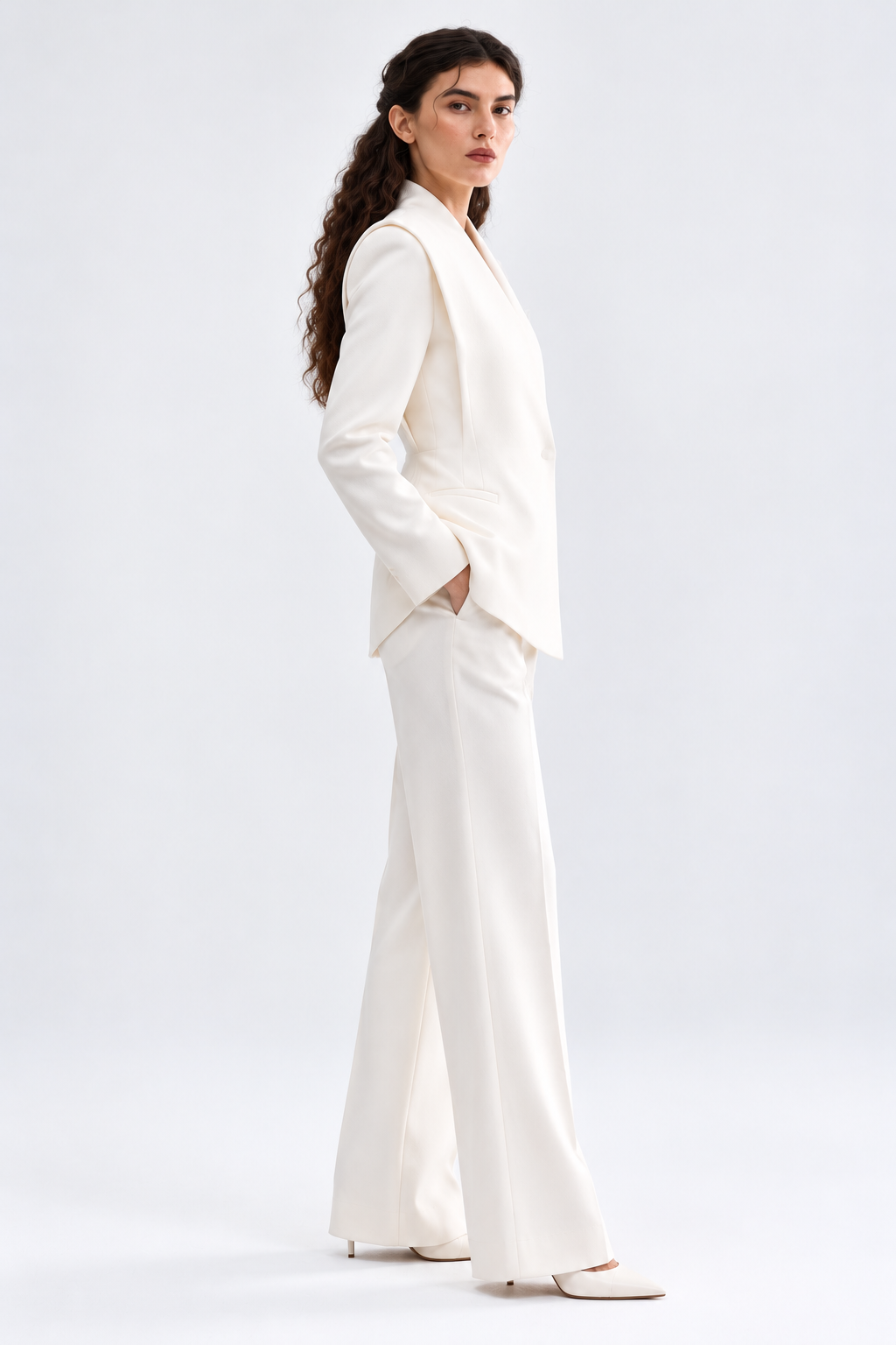 Ivory Sculpted Pantsuit