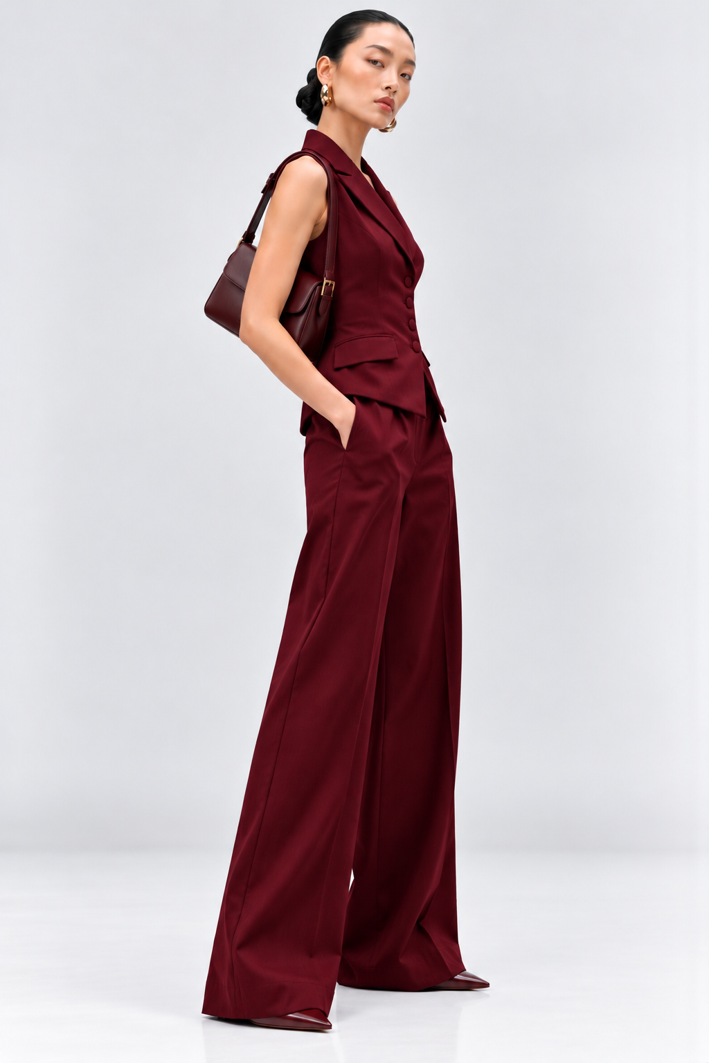 Wine Tailored Waistcoat Set