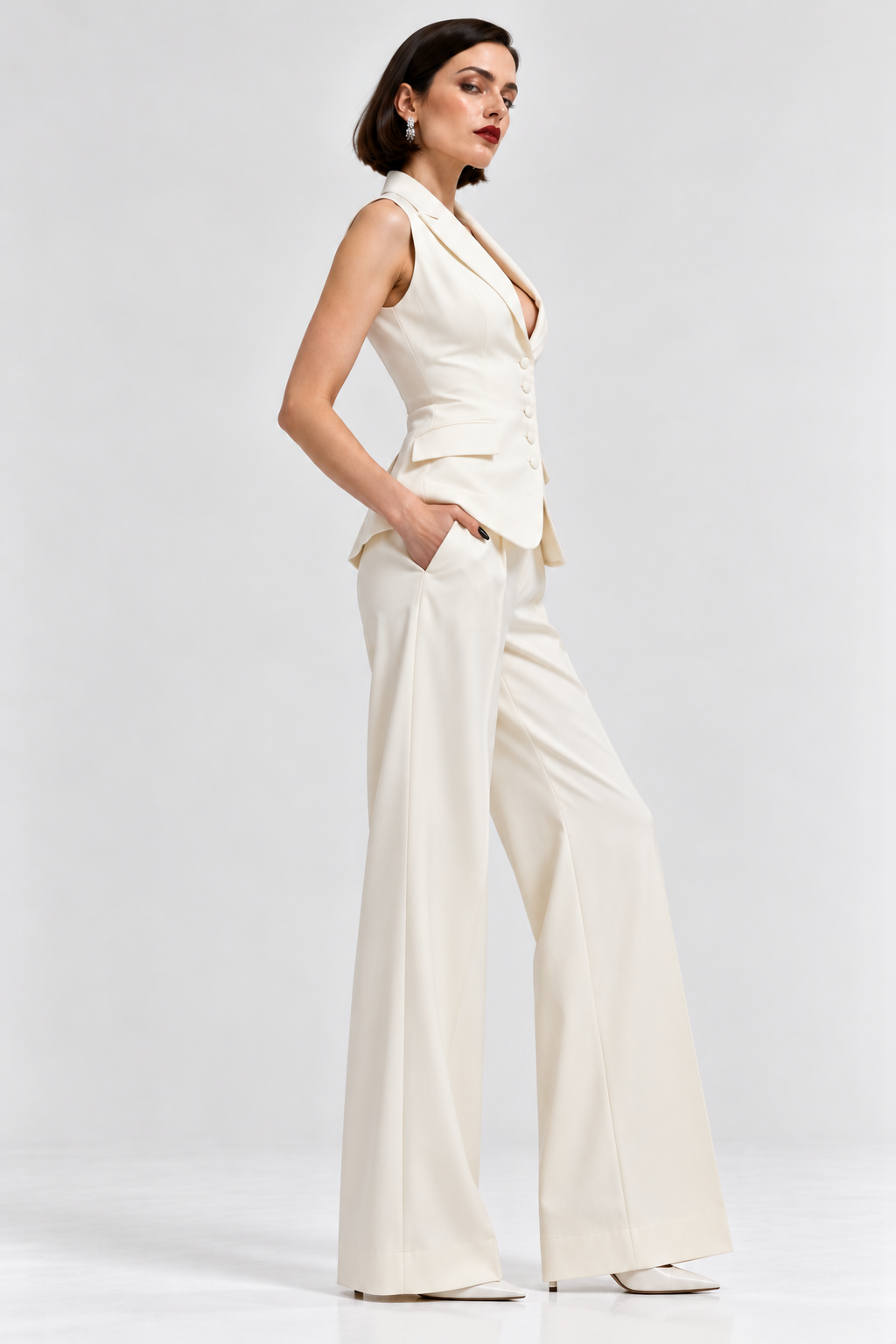 White Tailored Waistcoat Set