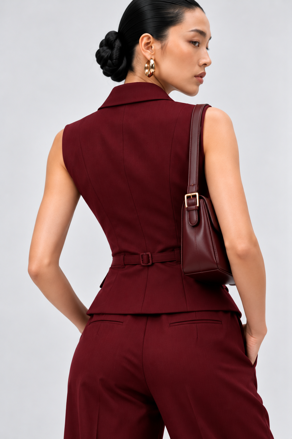 Wine Tailored Waistcoat Set