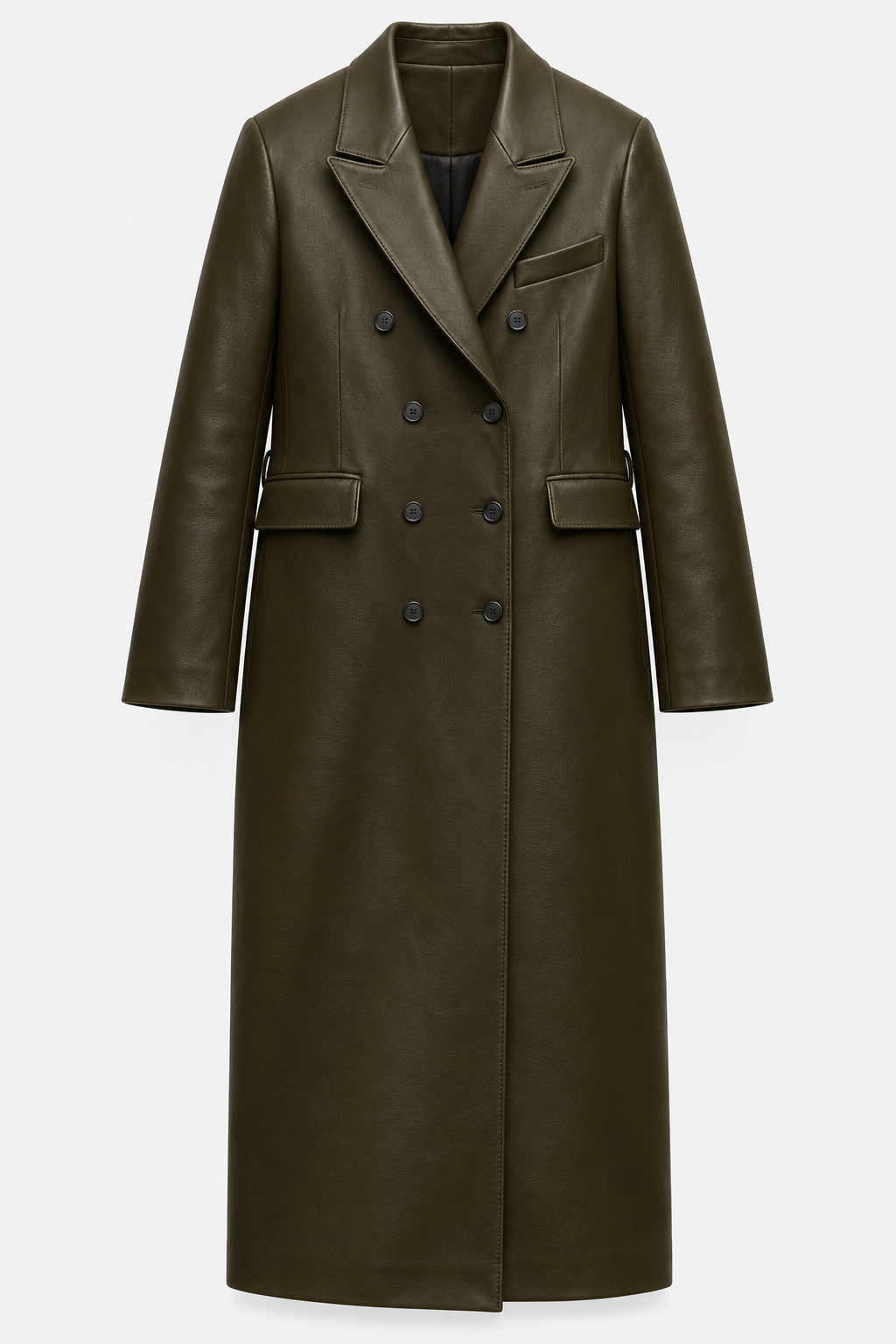Olive Leather Overcoat