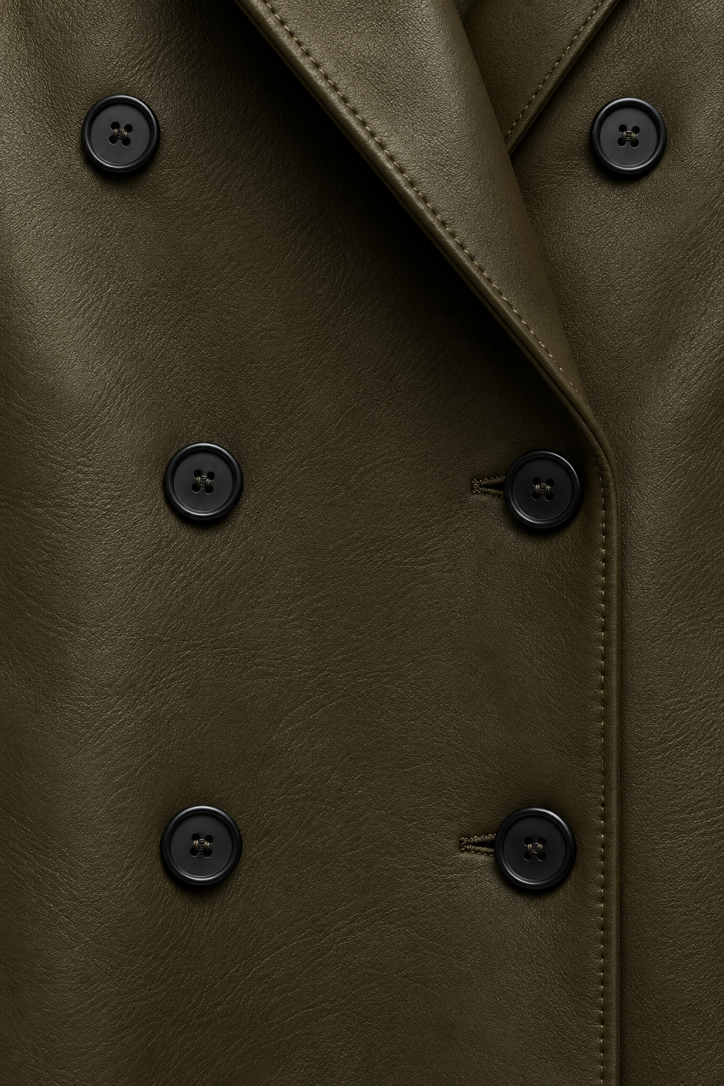 Olive Leather Overcoat
