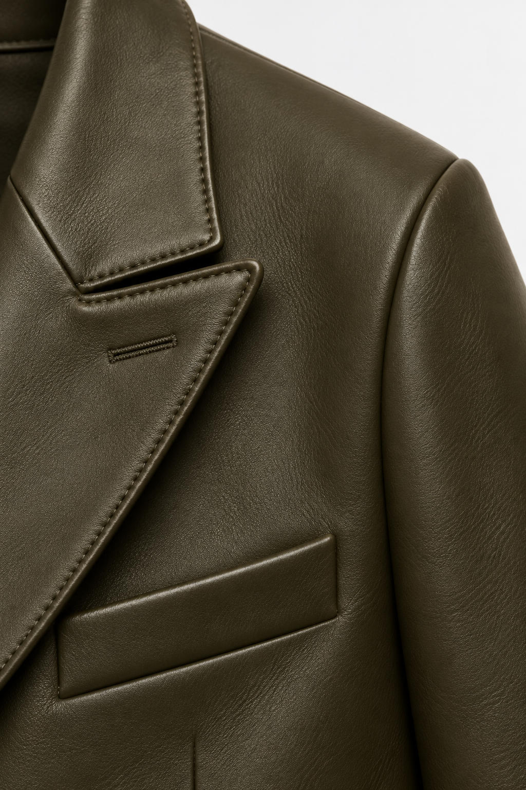 Olive Leather Overcoat