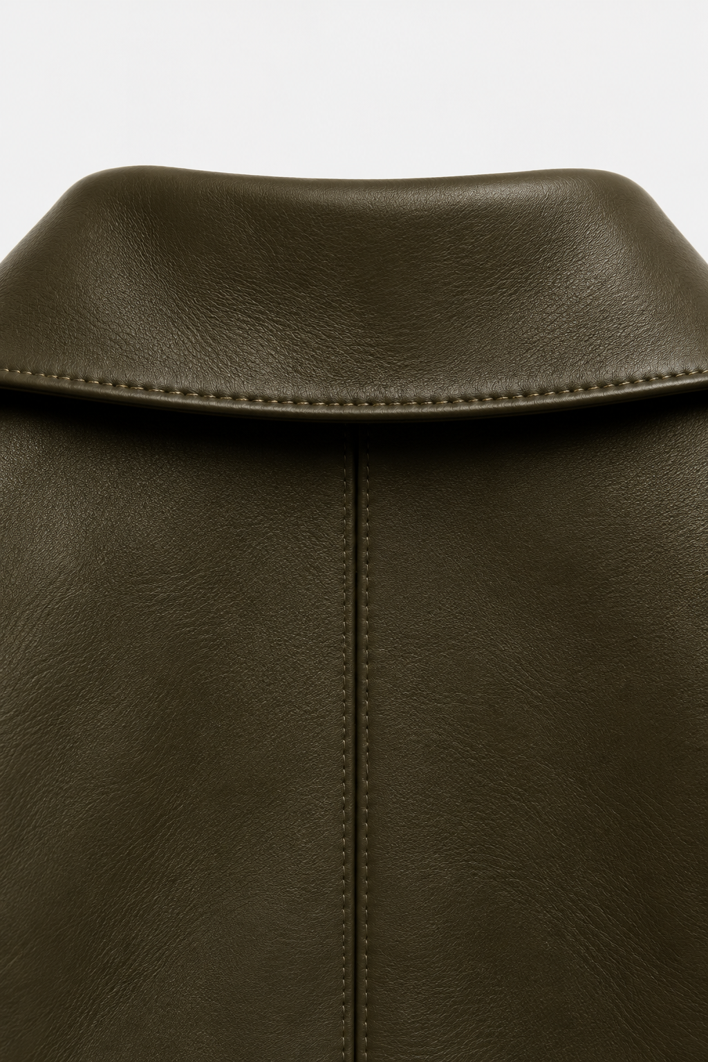 Olive Leather Overcoat