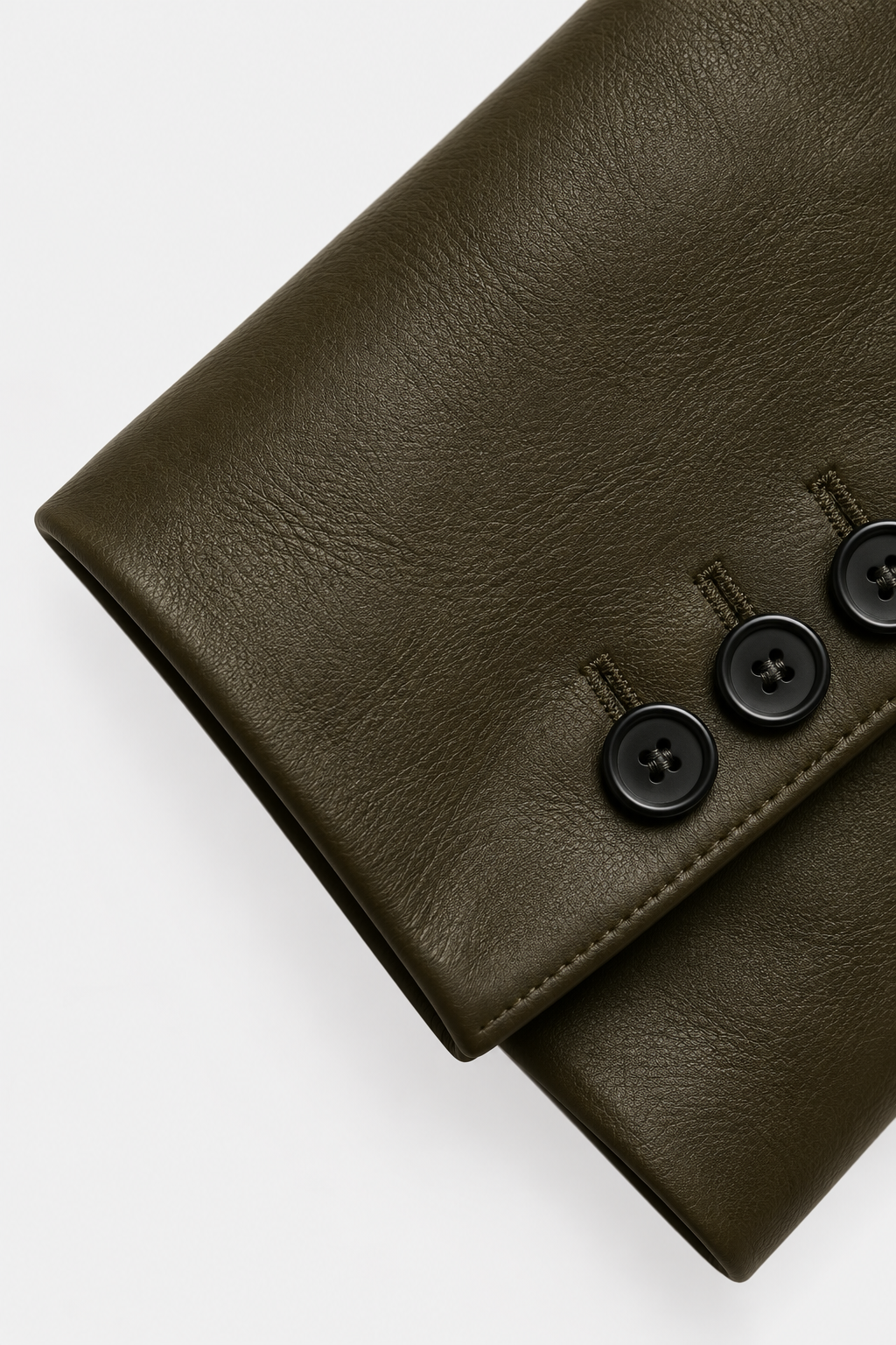 Olive Leather Overcoat